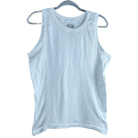 Athleta White Ribbed Active Tank Size L - Picture 2 of 4